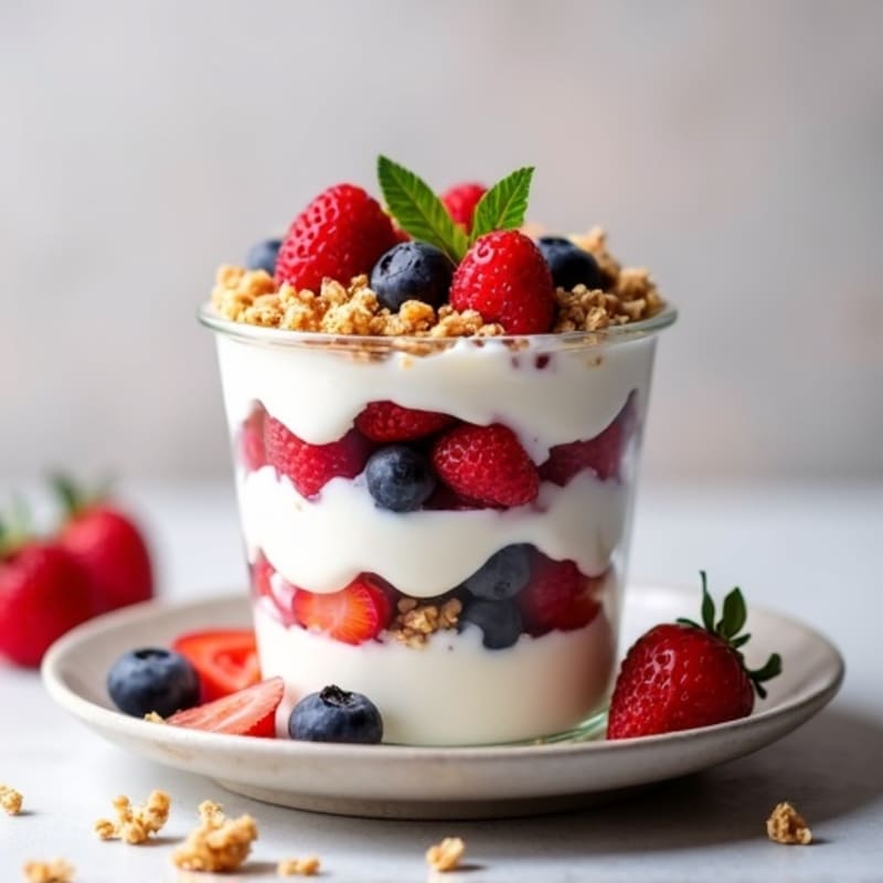 Creamy Yogurt Parfait with Fresh Berries and Crunchy Granola