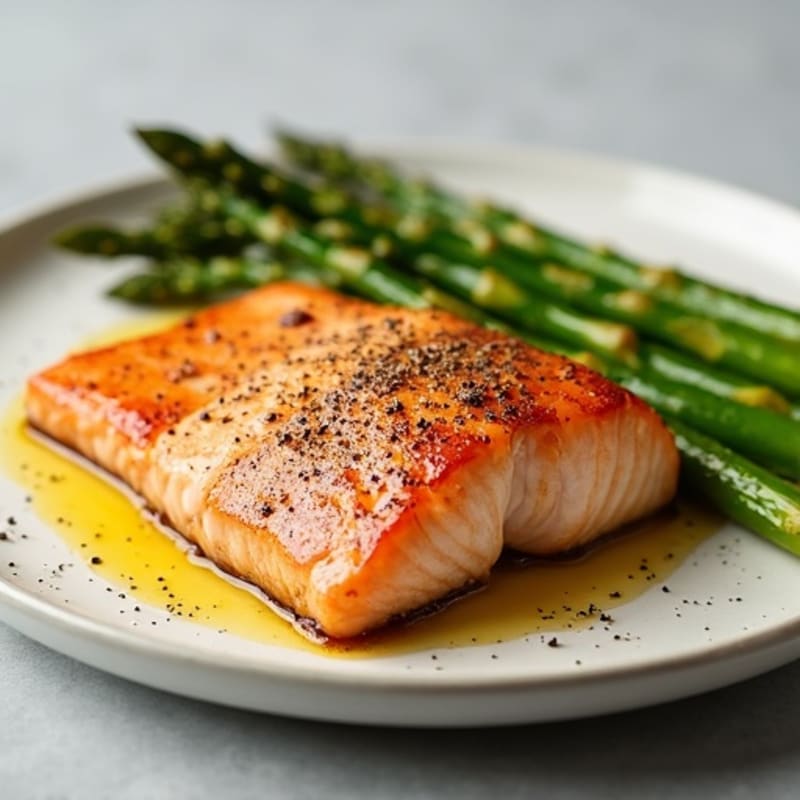 Crispy Pan-Seared Salmon with Roasted Asparagus
