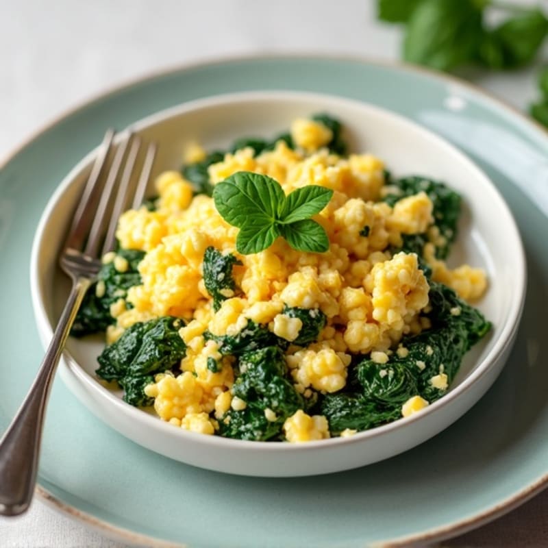Egg White and Cottage Cheese Scramble with Sautéed Spinach