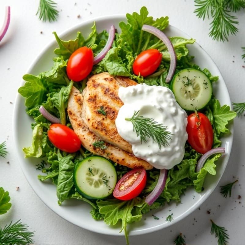 Fresh Greens with Creamy Herb Yogurt Dressing