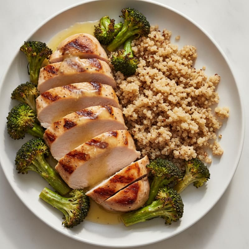 Grilled Turkey Breast with Roasted Broccoli and Quinoa