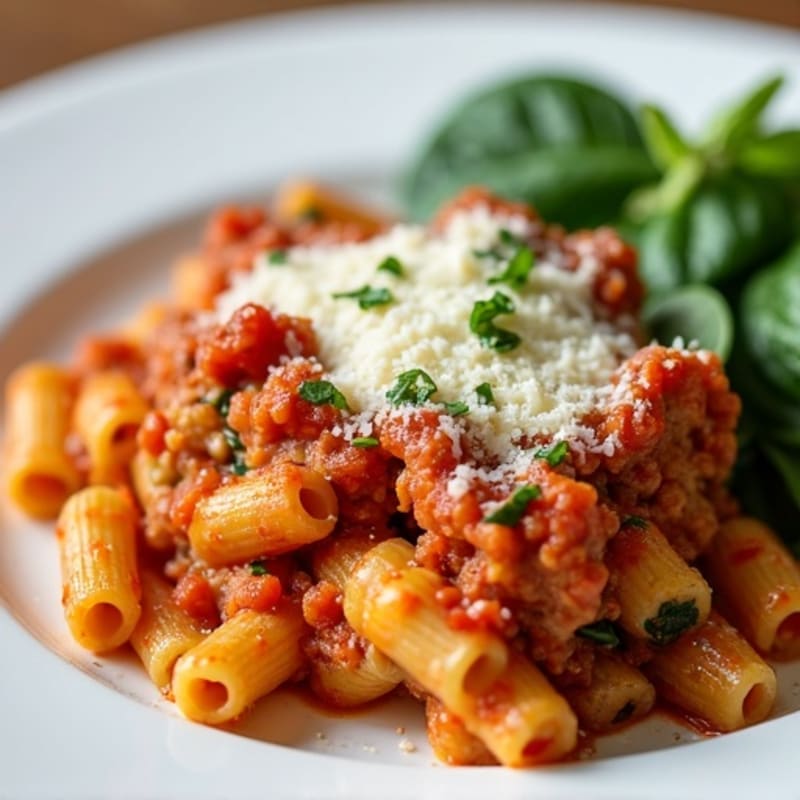 Healthy Baked Ziti with Lean Ground Turkey and Spinach
