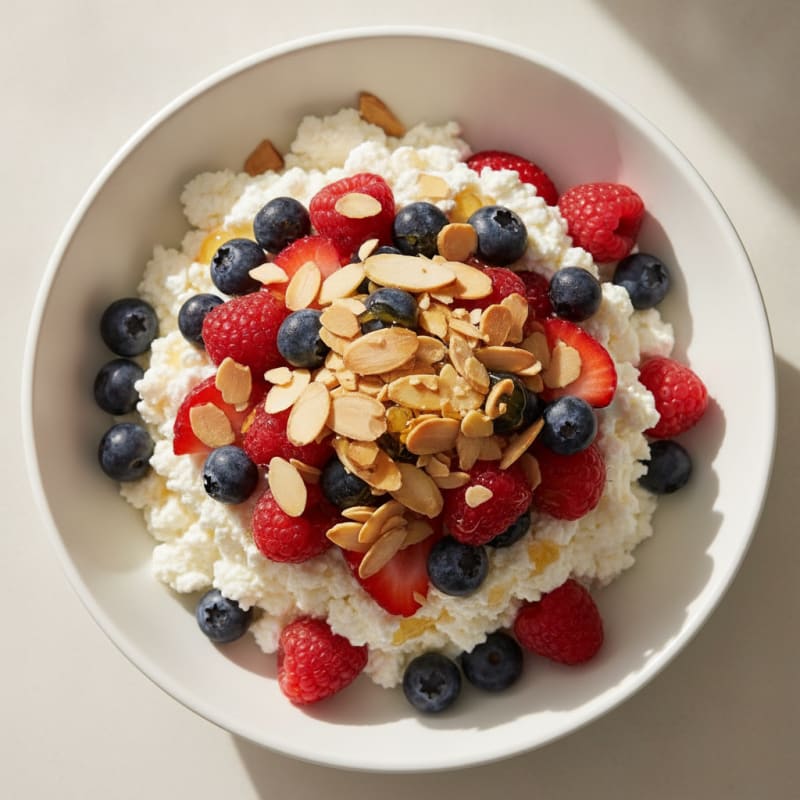 Cottage Cheese Berry Parfait with Almonds
