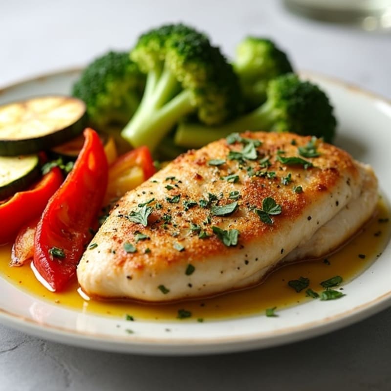 Herb-Crusted Pan Seared Chicken with Roasted Vegetables