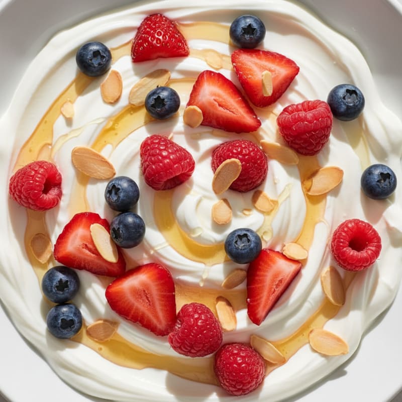 Creamy Greek Yogurt with Mixed Berries and Almonds