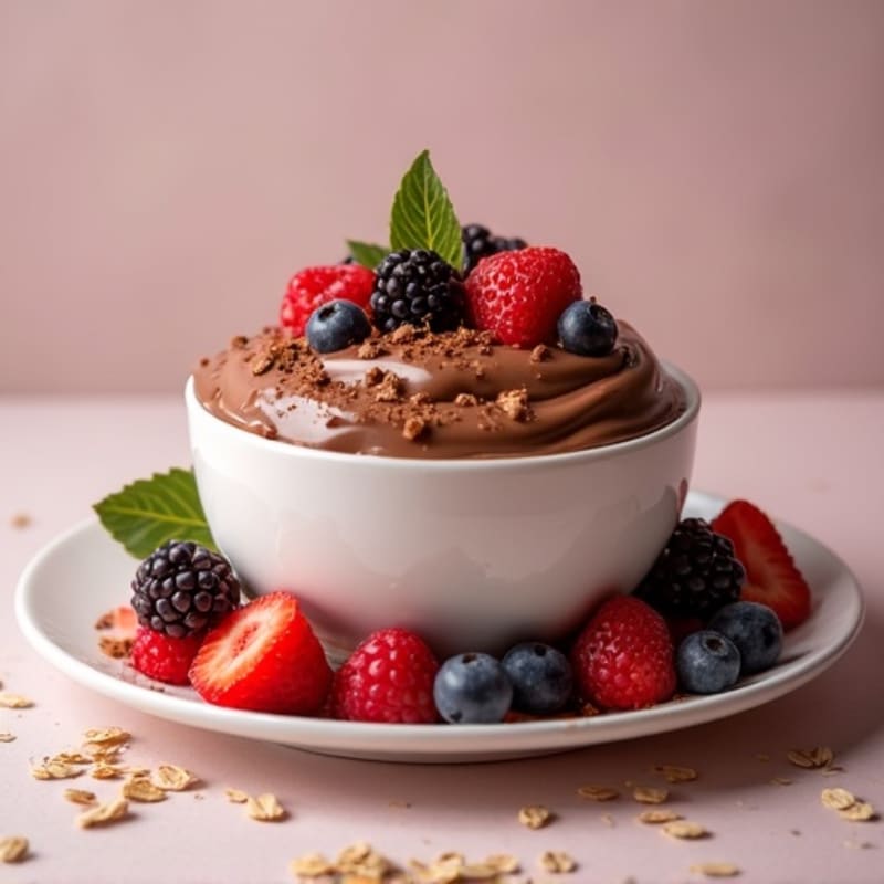 Silky Chocolate Protein Yogurt with Fresh Berries