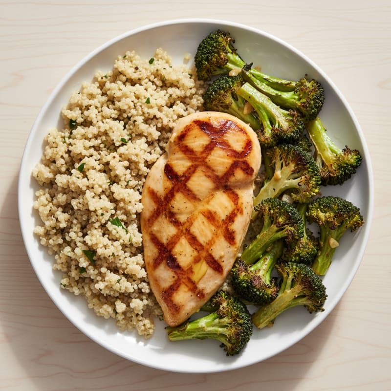 Grilled Chicken Breast with Roasted Broccoli and Quinoa