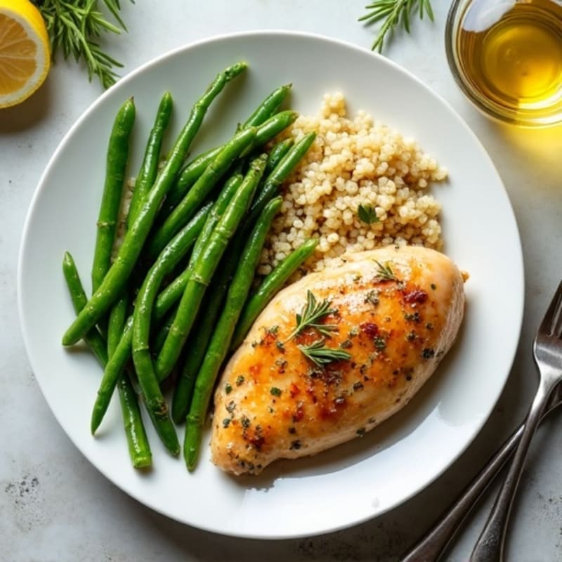 Lemon Herb Roasted Chicken with Crispy Green Beans