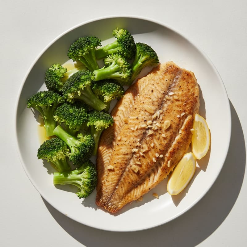 Seared Tilapia with Steamed Broccoli