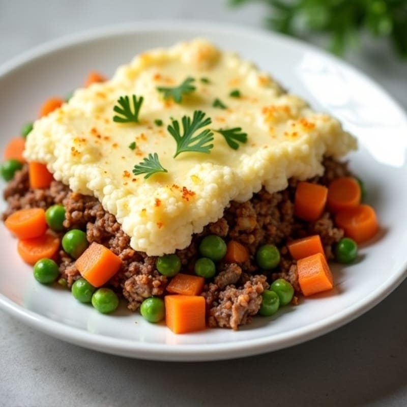 Lean Ground Beef Shepherd's Pie with Creamy Cauliflower Topping