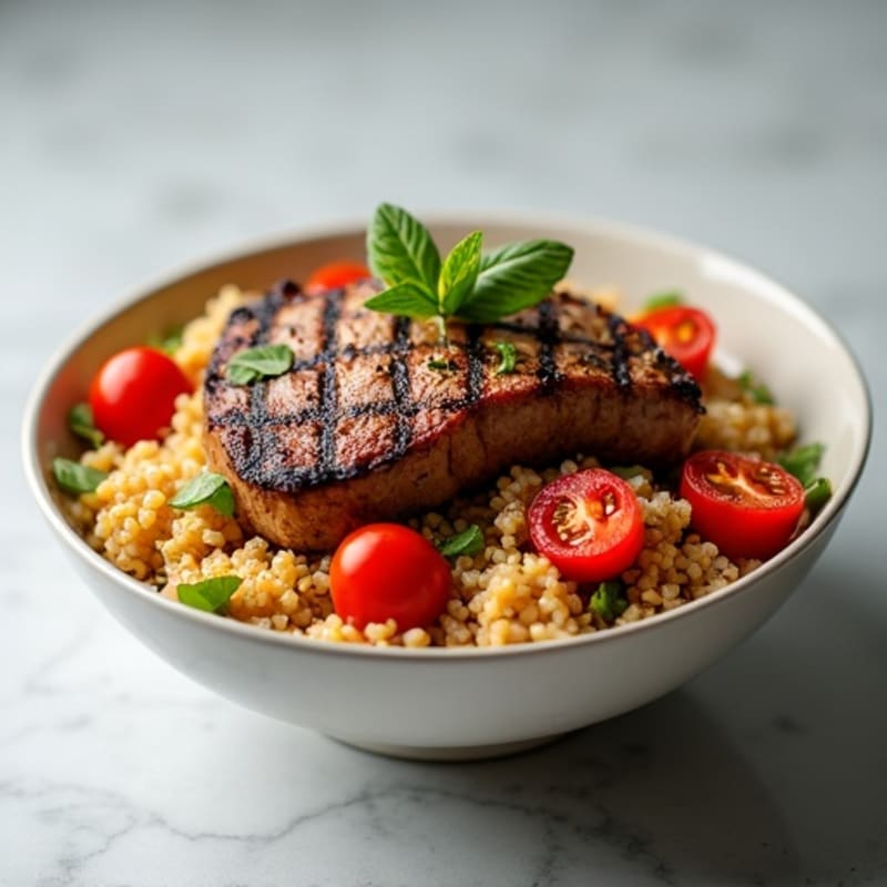 Grilled Steak and Tomato Quinoa Bowl
