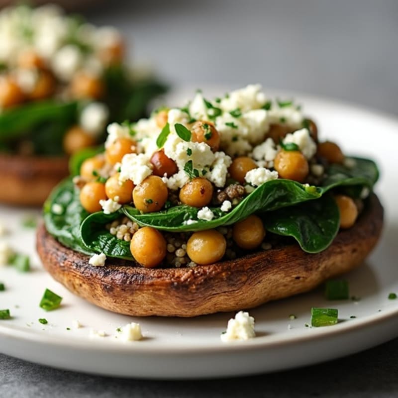 Roasted Portobello Mushrooms Stuffed with Savory Quinoa and Spinach