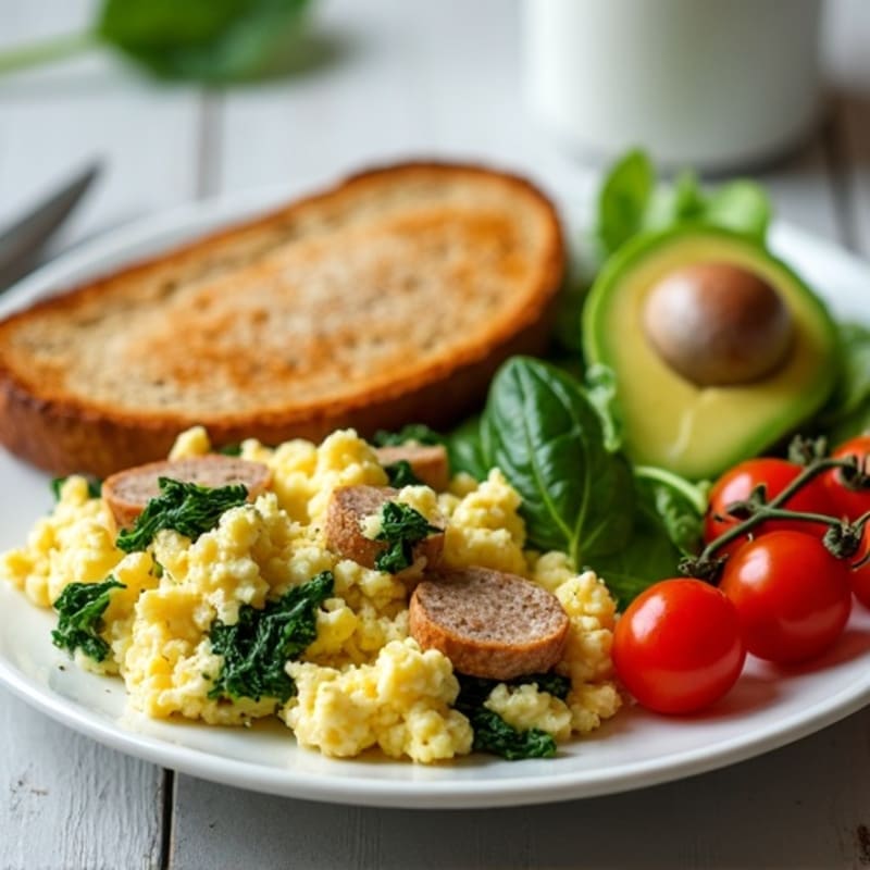 Egg White Scramble with Spinach and Turkey Sausage
