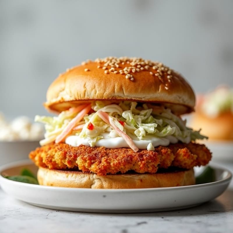 Crispy Baked Chicken Sandwich with Greek Yogurt Slaw