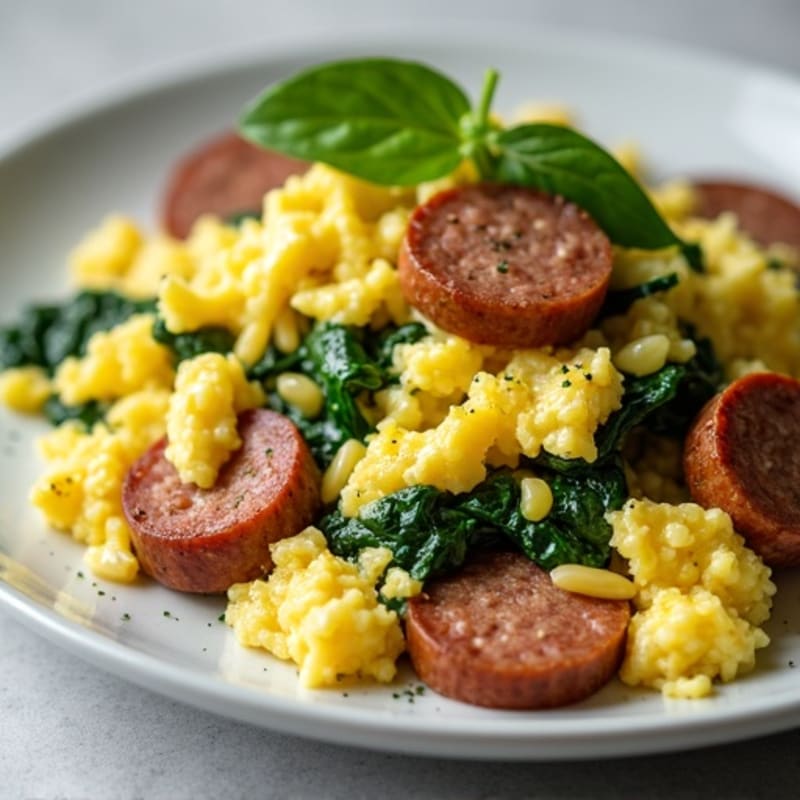 Egg White Scramble with Spinach and Turkey Sausage