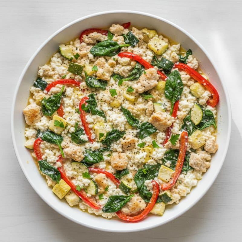 Ground Chicken and Cottage Cheese Skillet