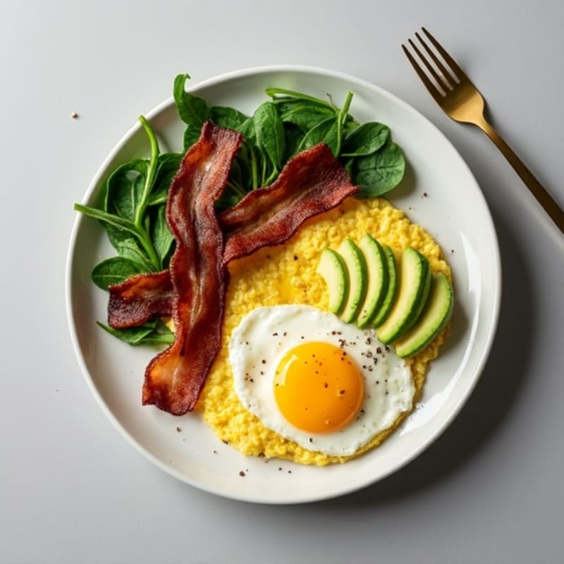 Egg White Scramble with Spinach and Turkey Bacon