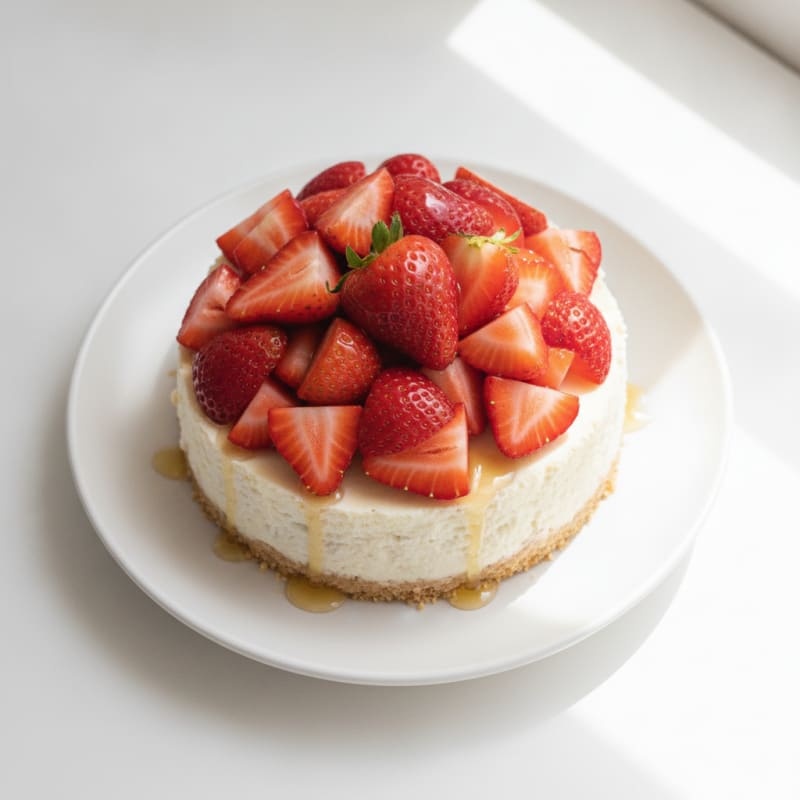 Greek Yogurt Protein Cheesecake with Fresh Strawberries