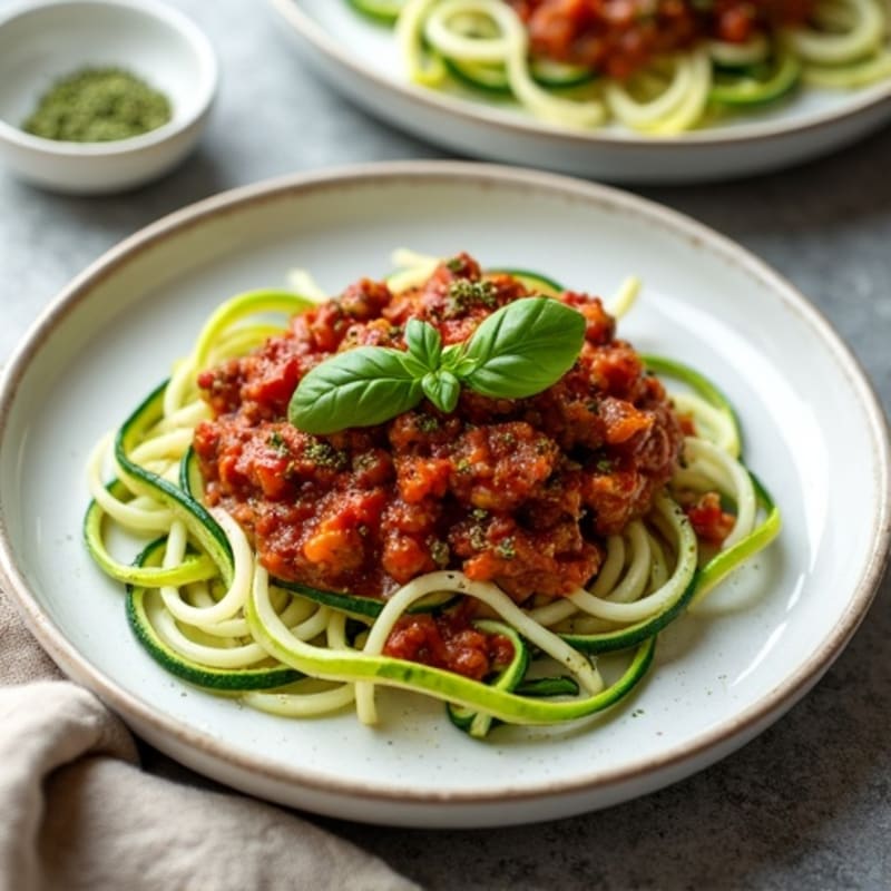 Herb-Garlic Grass-Fed Beef Bolognese with Zucchini Noodles