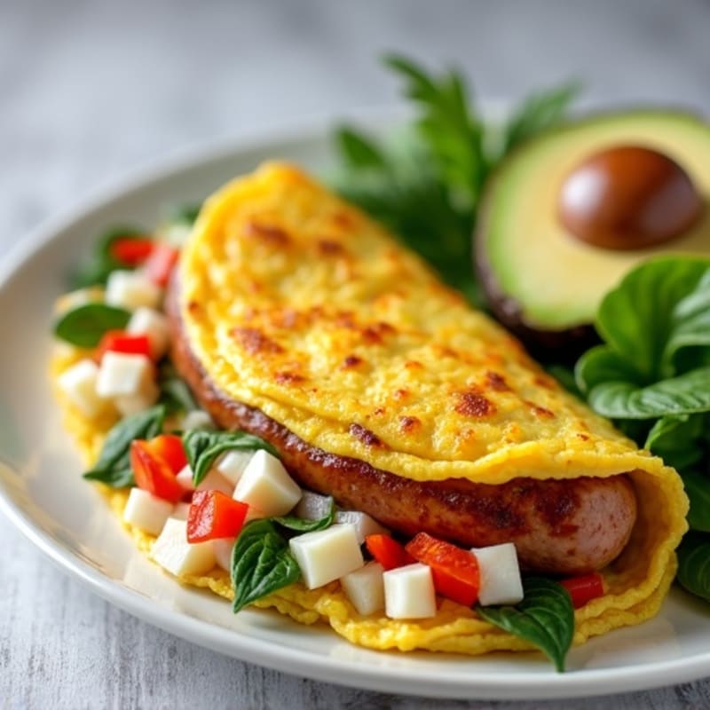 Egg White Veggie Omelet with Turkey Sausage