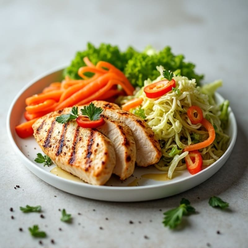 Grilled Chicken Breast with Crunchy Cabbage Slaw