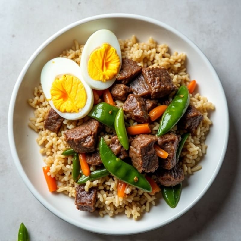 Lean Beef Stir Fry with Jasmine Rice and Snap Peas
