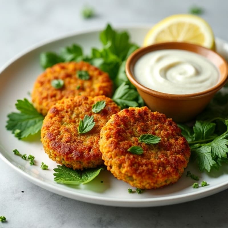 Crispy Baked Falafel with Lemon-Garlic Tahini Sauce