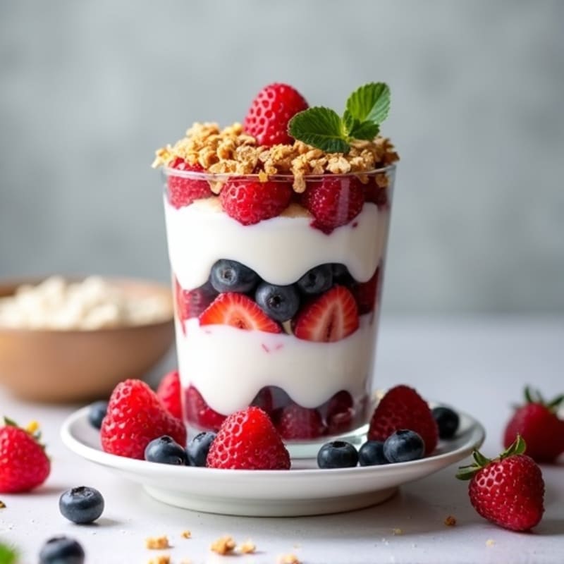 Greek Yogurt Protein Parfait with Mixed Berries