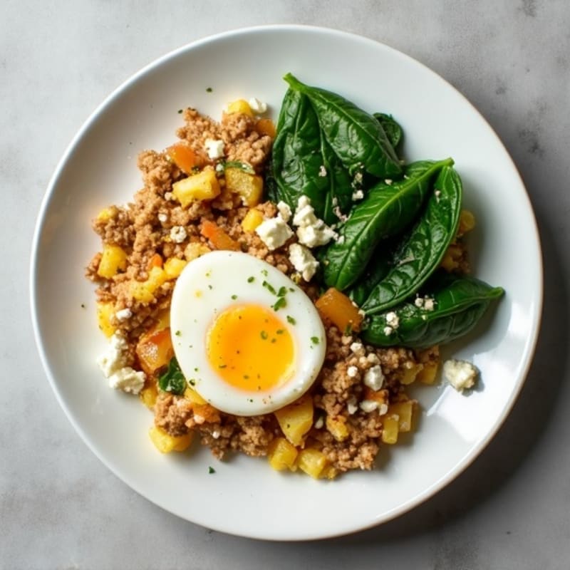 Savory Ground Turkey and Feta Egg Scramble