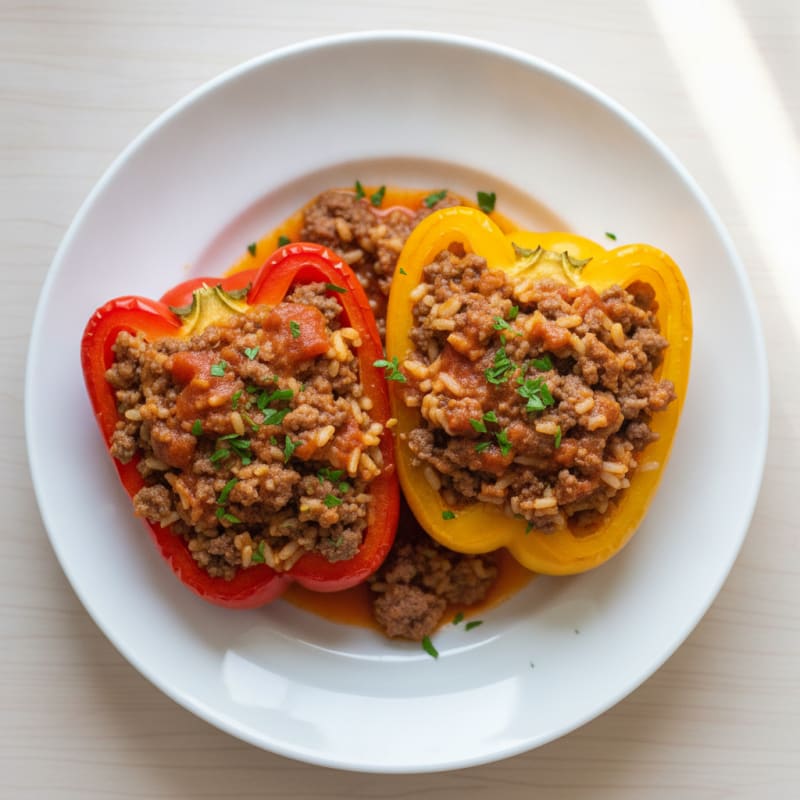 Beef and Rice Stuffed Bell Peppers