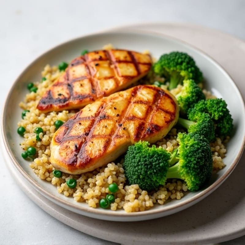 Grilled Chicken Breast with Quinoa and Steamed Broccoli