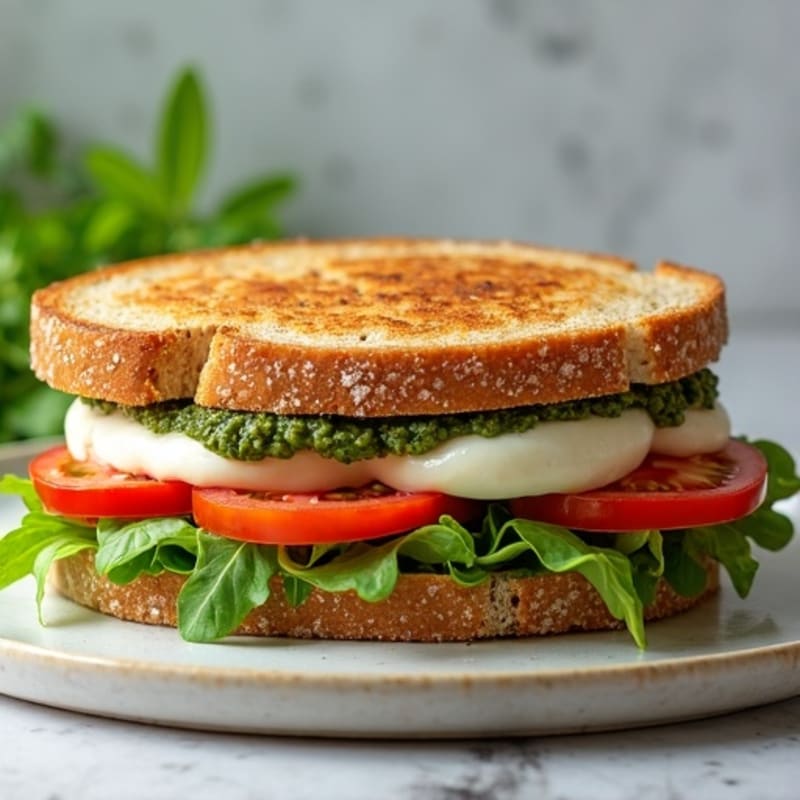 Herb-Roasted Turkey Pesto Panini with Fresh Mozzarella