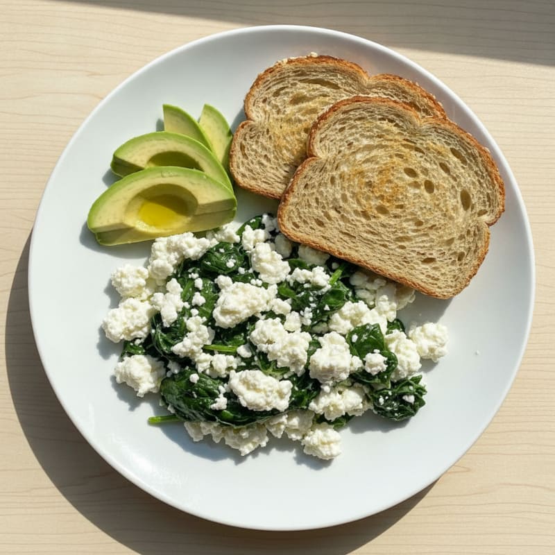 Egg White Scramble with Spinach and Cottage Cheese