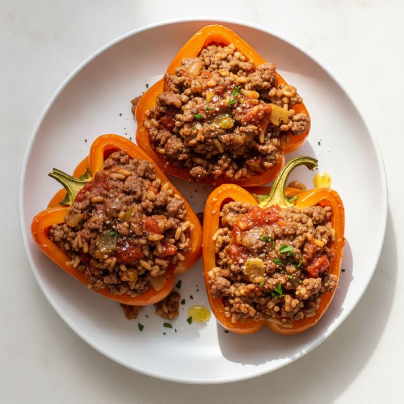 Beef and Rice Stuffed Bell Peppers
