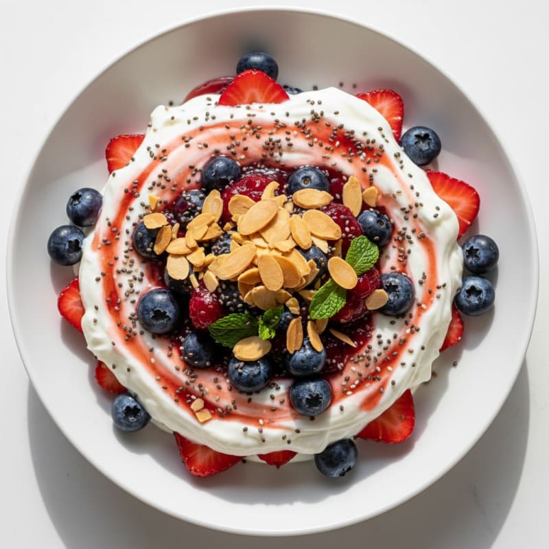 Greek Yogurt Protein Parfait with Berries and Chia Seeds