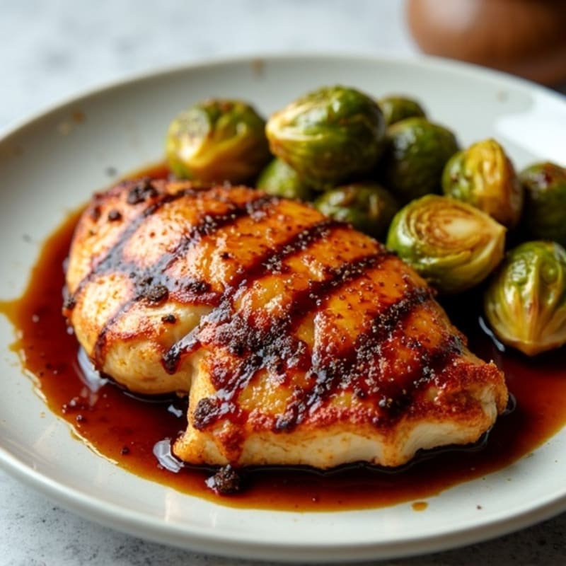 Crispy Balsamic Glazed Chicken with Roasted Brussels Sprouts