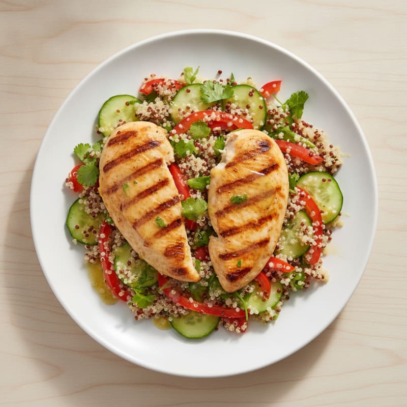 Grilled Chicken and Quinoa Salad with Crunchy Vegetables