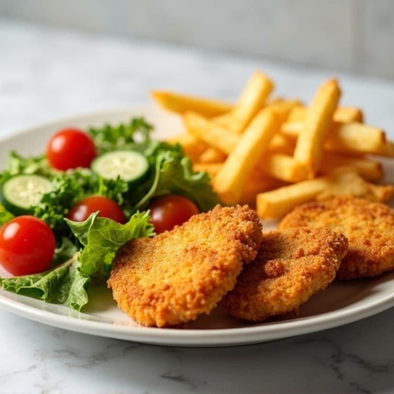 Crispy Baked Chicken Nuggets with Air-Fried French Fries and Garden Salad