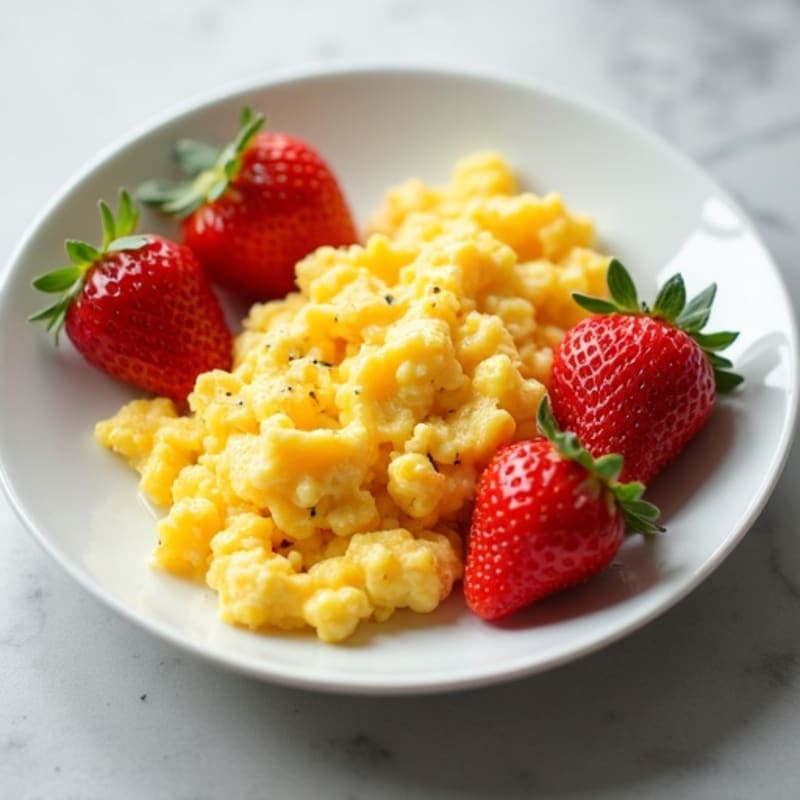 Scrambled Eggs with Fresh Strawberries