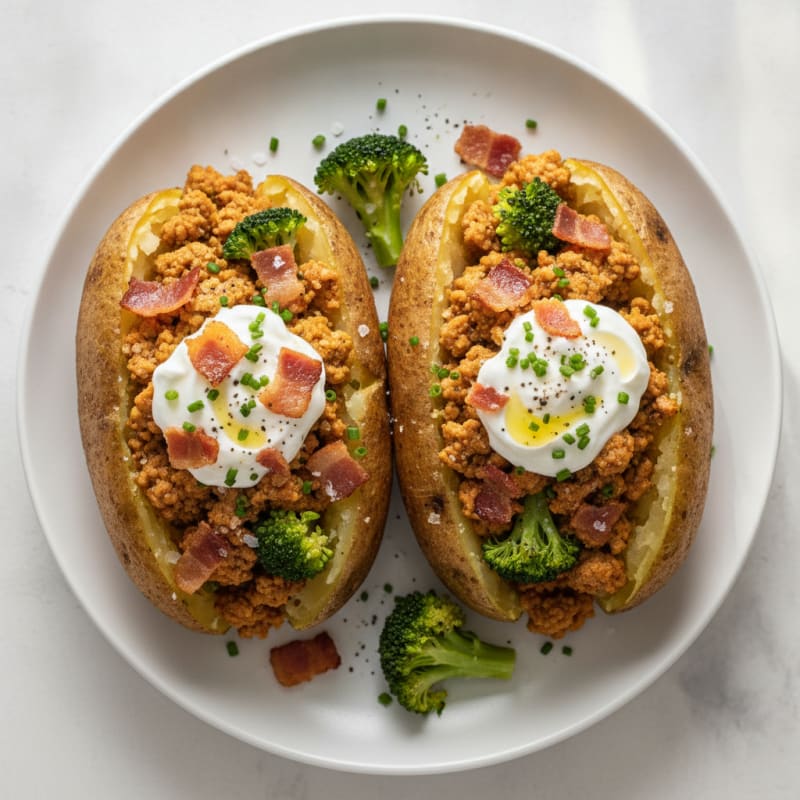 Loaded Baked Potatoes with Crispy Bacon