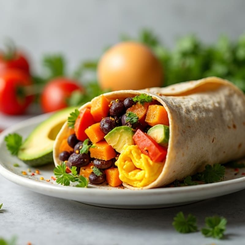 Healthy Scrambled Egg Black Bean Sweet Potato Burrito