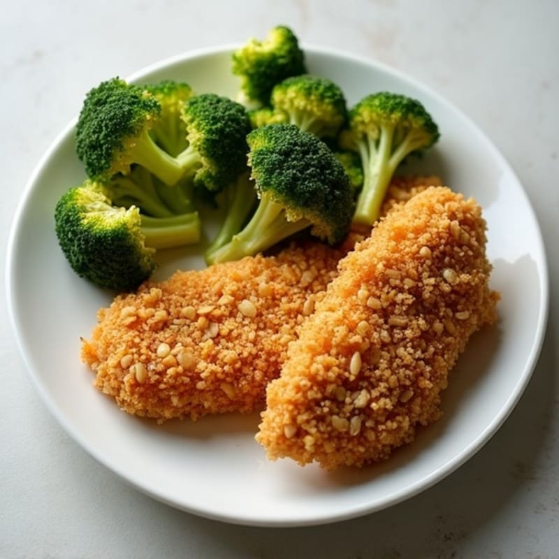 Crispy Baked Chicken Tenders with Roasted Broccoli
