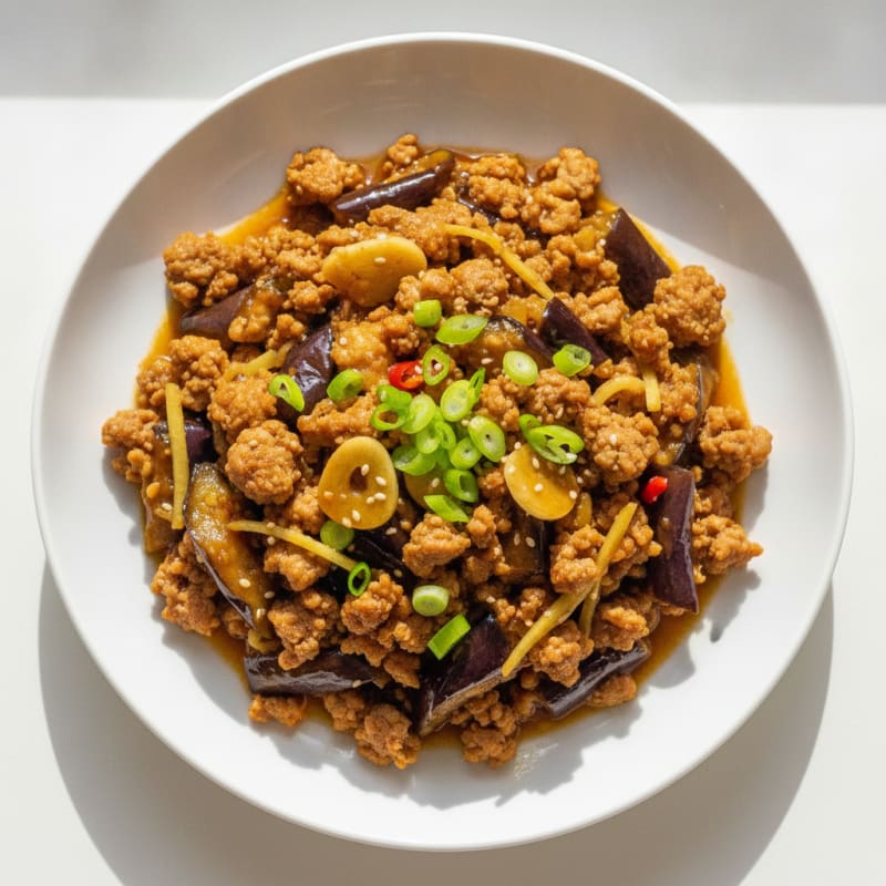 Ground Turkey and Garlic Eggplant Stir-Fry