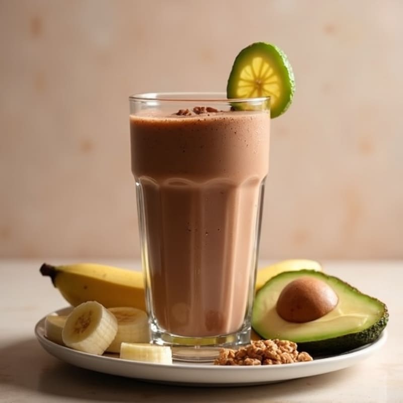 Chocolate Protein Smoothie with Peanut Butter, Banana, and Avocado