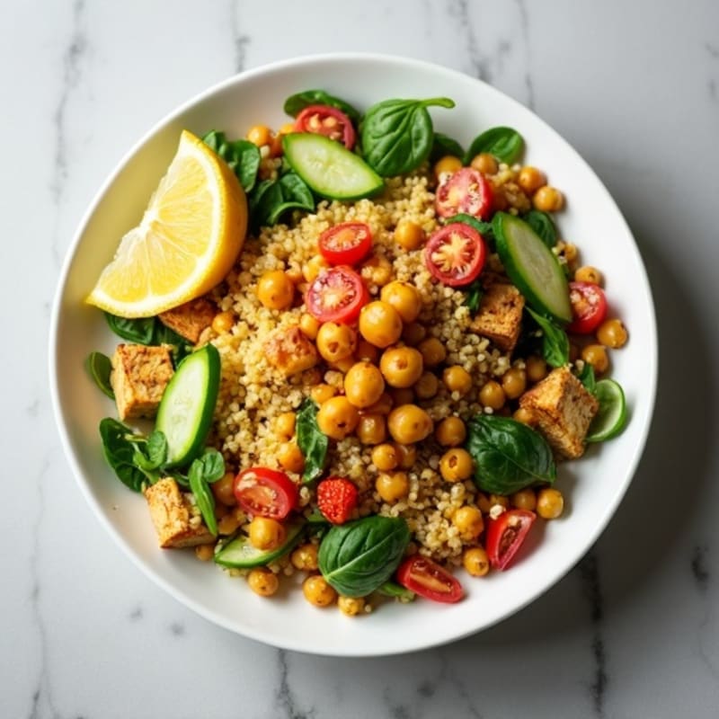 Crispy Chickpea and Quinoa Salad with Lemon Dressing