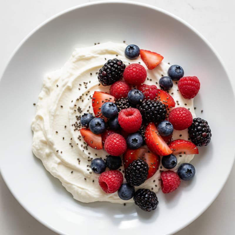 Silky Greek Yogurt Protein Pudding with Mixed Berries