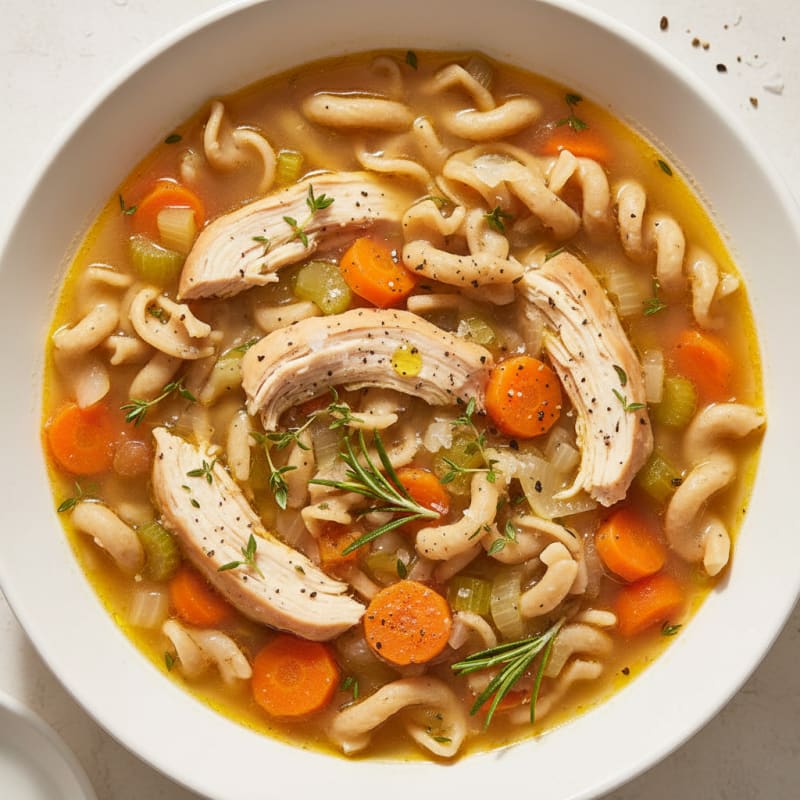 Hearty Chicken Noodle Soup with Herbs