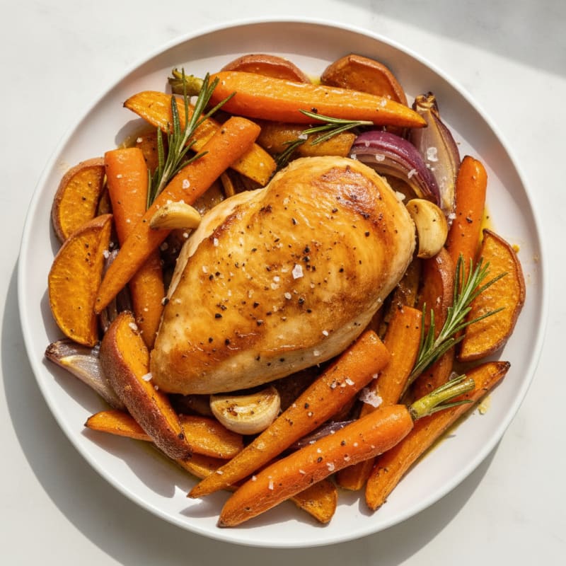 Garlic Herb Roasted Chicken with Root Vegetables