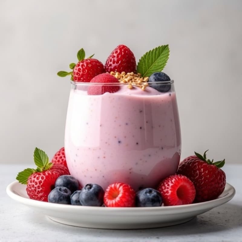 Greek Yogurt Protein Mousse with Mixed Berries