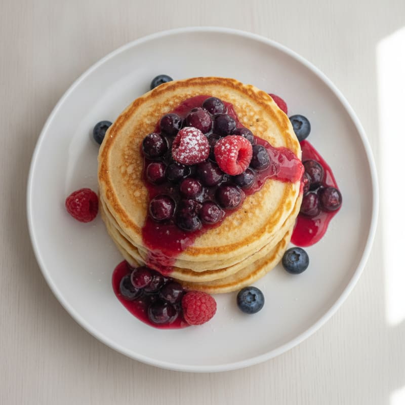 High-Protein Coconut Flour Pancakes with Fresh Berries